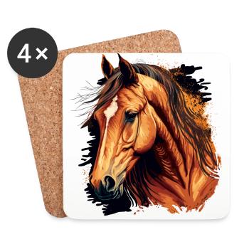 Amazing Horse Drawing - Coasters (set of 4) - white - Front