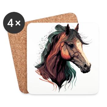 Horse Drawing - Coasters (set of 4) - white - Front