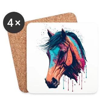 Horse Head Drawing - Coasters (set of 4) - white - Front