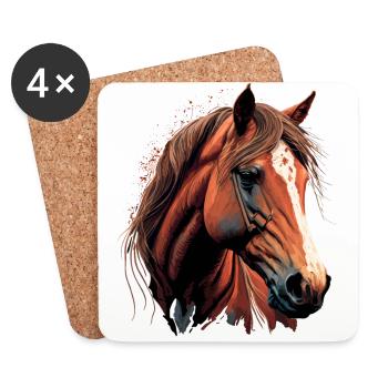Stunning Horse Head Digital Illustration - Coasters (set of 4) - white - Front