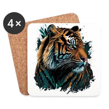 Tiger Portrait - Coasters (set of 4) - white - Front
