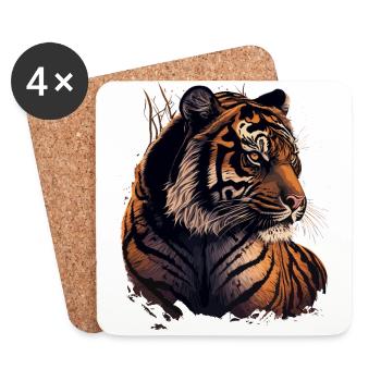 Indien Tiger - Untersetzer (4er-Set) - Weiß - Vorne