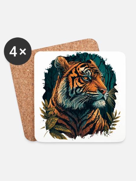Tiger in Afrika - Untersetzer (4er-Set) - Weiß