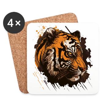 Unheimlicher Tiger - Untersetzer (4er-Set) - Weiß - Vorne