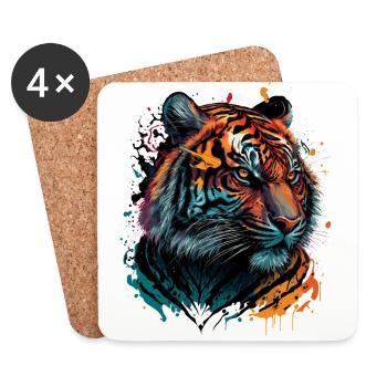Colorful Tiger - Coasters (set of 4) - white - Front