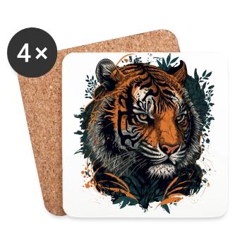 A Tiger Digital Illustration - Coasters (set of 4) - white - Front