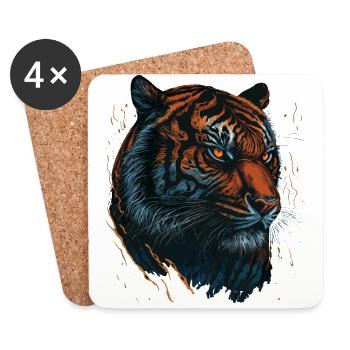 Tiger - Predator - Coasters (set of 4) - white - Front
