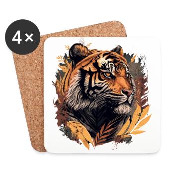 Tiger aus Indien - Untersetzer (4er-Set) - Weiß - Vorne