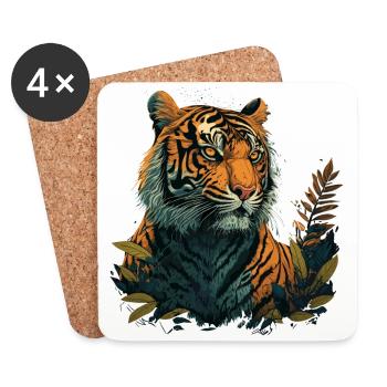 Tiger auf der Suche nach Beute - Untersetzer (4er-Set) - Weiß - Vorne