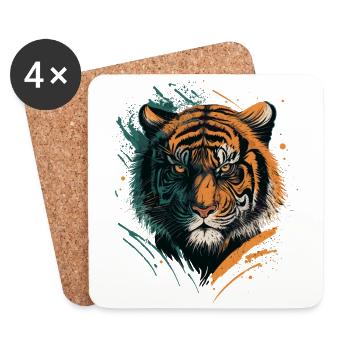 Unheimlicher Tiger, der in deine Augen schaut - Untersetzer (4er-Set) - Weiß - Vorne