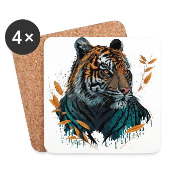 Conception du tigre - Dessous de verre (lot de 4) - blanc - Devant