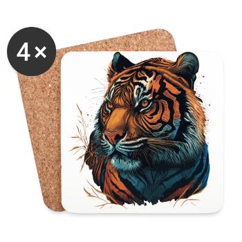 Kunstwerk eines Tigers - Untersetzer (4er-Set) - Weiß - Vorne