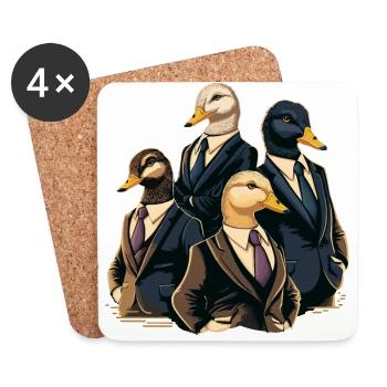 Groupe de canards d’affaires - Dessous de verre (lot de 4) - blanc - Devant