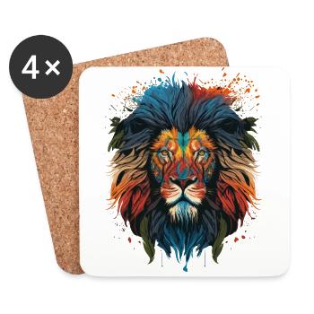 Colorful Lion Artwork - Coasters (set of 4) - white - Front