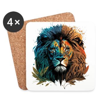 Lion Head Vintage - Coasters (set of 4) - white - Front