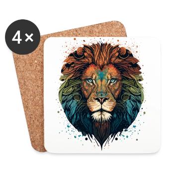 Roi de la jungle - Dessous de verre (lot de 4) - blanc - Devant