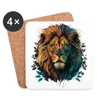 African Lion - Coasters (set of 4) - white - Front