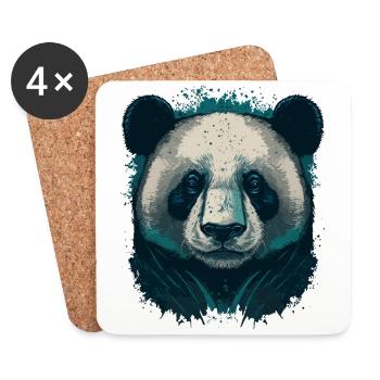 Blue Panda Head - Coasters (set of 4) - white - Front