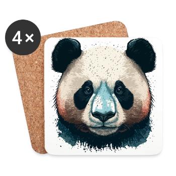 Panda-Gesicht - Untersetzer (4er-Set) - Weiß - Vorne