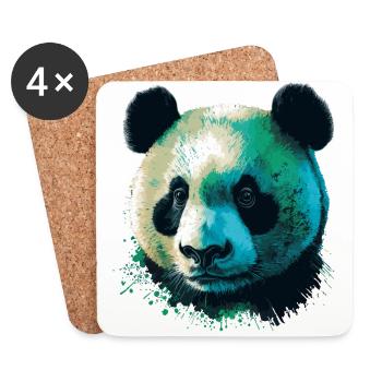 Panda vert - Dessous de verre (lot de 4) - blanc - Devant