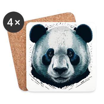 Realistic Panda Head - Coasters (set of 4) - white - Front