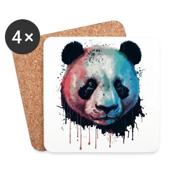 Dessin étonnant d’une tête de panda - Dessous de verre (lot de 4) - blanc - Devant