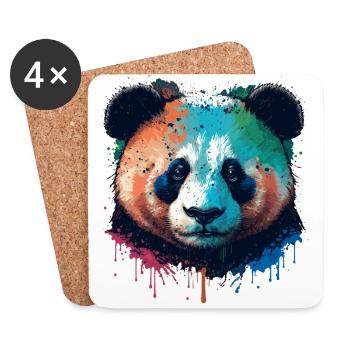 Colerful Panda Bear Head - Coasters (set of 4) - white - Front