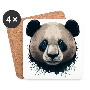 Sehr ernster Panda - Untersetzer (4er-Set) - Weiß - Vorne