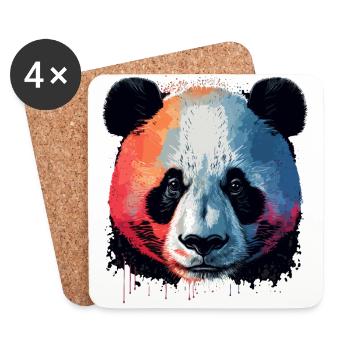 Drapeau de la France Panda - Dessous de verre (lot de 4) - blanc - Devant