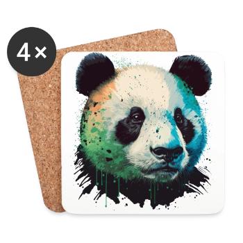 Visage de Panda - Dessous de verre (lot de 4) - blanc - Devant