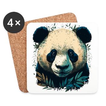 Panda with Bamboo Leaths - Coasters (set of 4) - white - Front