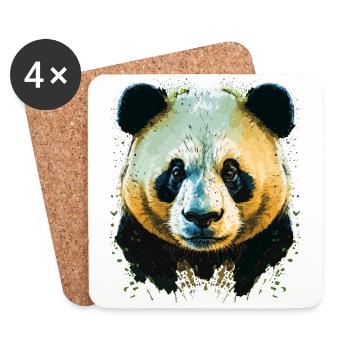 Yellow Panda Head - Coasters (set of 4) - white - Front