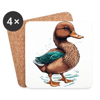 Canard - Dessous de verre (lot de 4) - blanc - Devant