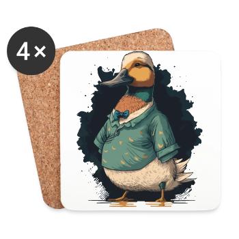 Canard en chemise - Dessous de verre (lot de 4) - blanc - Devant