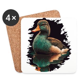Duck Reflecting in Water - Coasters (set of 4) - white - Front
