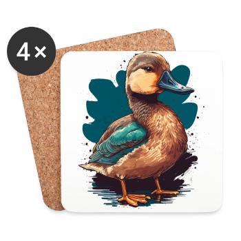 Kleine Ente - Untersetzer (4er-Set) - Weiß - Vorne