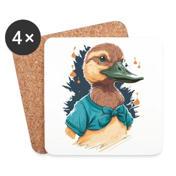 Duck with Crop Top - Coasters (set of 4) - white - Front