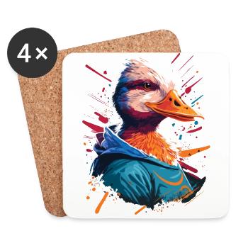 Pop Art Ente - Untersetzer (4er-Set) - Weiß - Vorne