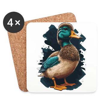 Amant canard - Dessous de verre (lot de 4) - blanc - Devant