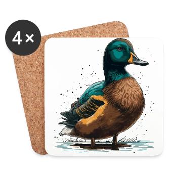 Propriétaire de canard - Dessous de verre (lot de 4) - blanc - Devant