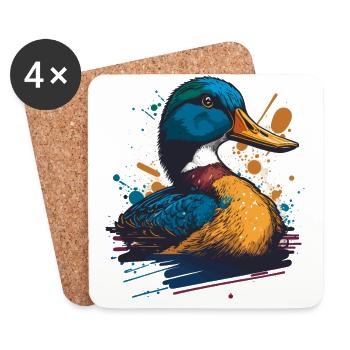 Enten-Kunstwerk - Untersetzer (4er-Set) - Weiß - Vorne