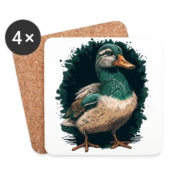 Chasseur de canard - Canard - Dessous de verre (lot de 4) - blanc - Devant