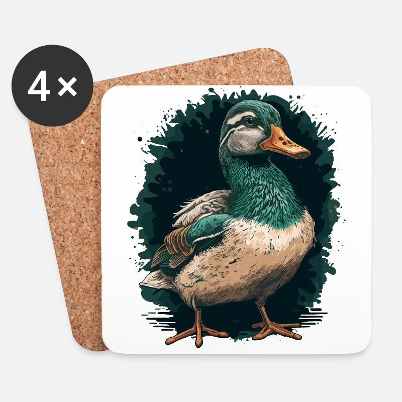 Duck Hunter - Duck - Coasters (set of 4) - white