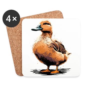 Jeune canard - Dessous de verre (lot de 4) - blanc - Devant