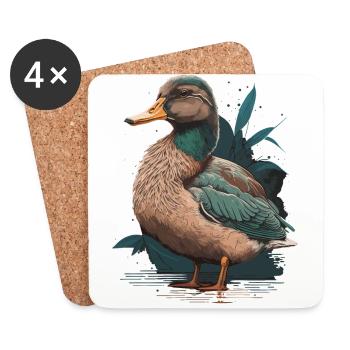 Canard canard - Dessous de verre (lot de 4) - blanc - Devant