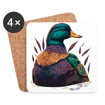 Canard femelle - Dessous de verre (lot de 4) - blanc - Devant