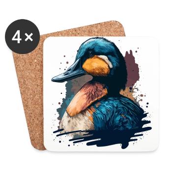 Peinture de canard - Dessous de verre (lot de 4) - blanc - Devant