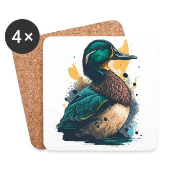 Kunstwerk einer Ente - Untersetzer (4er-Set) - Weiß - Vorne