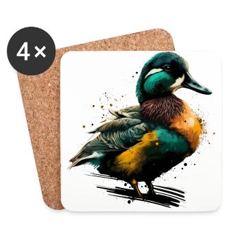 Farbige Ente - Untersetzer (4er-Set) - Weiß - Vorne