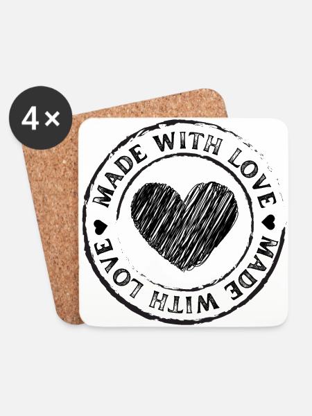 MADE WITH LOVE - Untersetzer (4er-Set) - Weiß